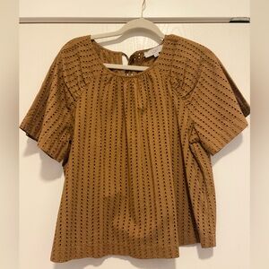 LOFT Tan Eyelet Blouse